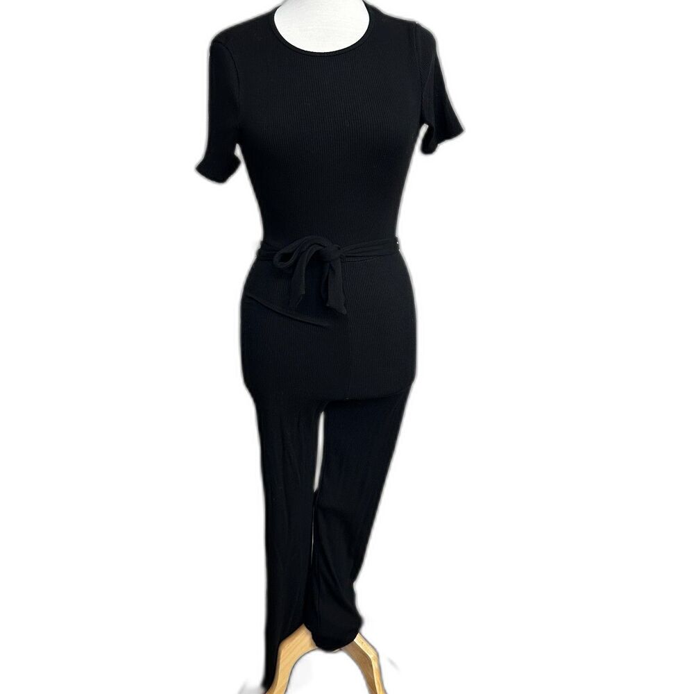 Velvet Torch Los Angeles Black Ribbed Jumpsuit - Women M